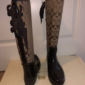 -ONE DAY SALE-Authentic brown&tan coach rain boots